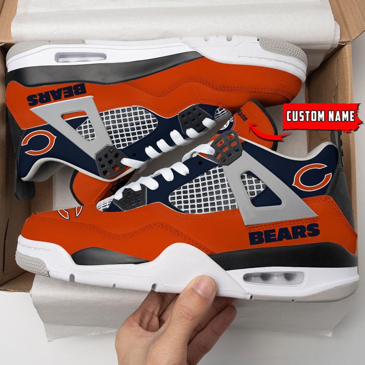 Sportswearmerch Chicago Bears NFL Personalized Air Jordan 4 SnAJ4 Sneakers Shoes For Men And Women