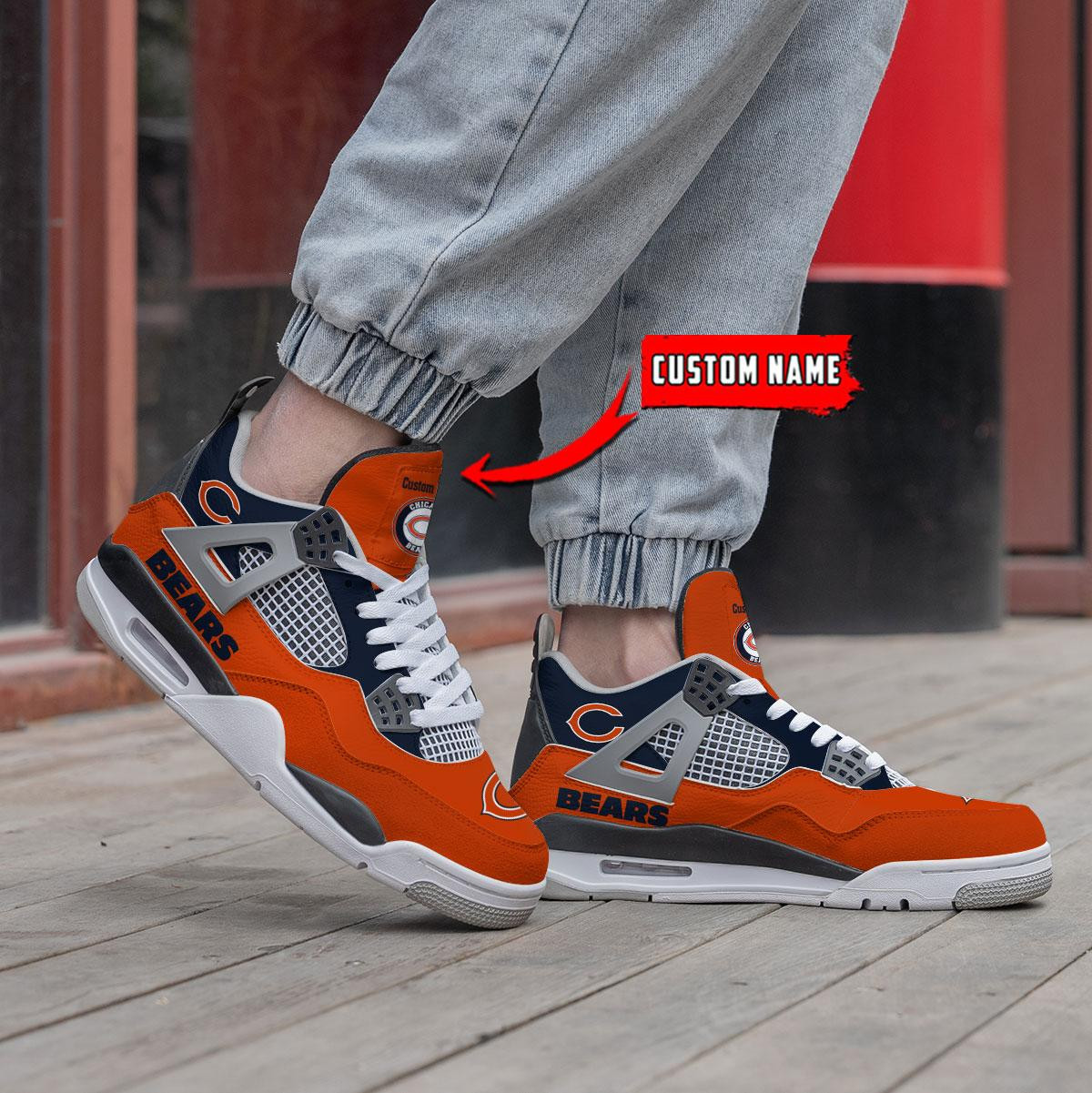 Sportswearmerch Chicago Bears NFL Personalized Air Jordan 4 SnAJ4 Sneakers Shoes For Men And Women