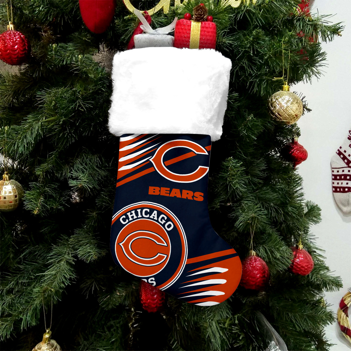 Sportswearmerch Chicago Bears NFL Personalized Christmas Socks For Fan