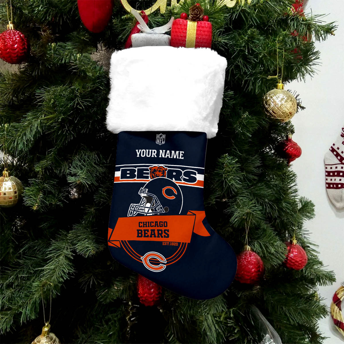 Sportswearmerch Chicago Bears NFL Personalized Christmas Socks For Fan