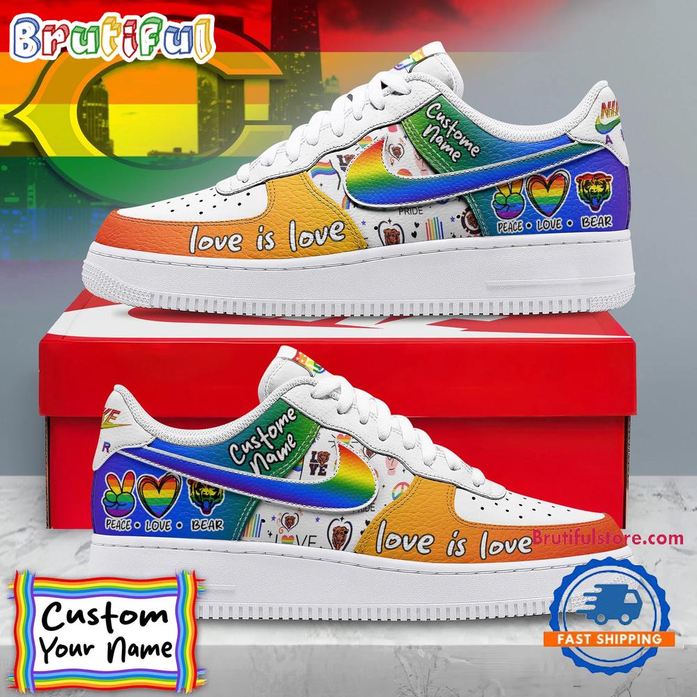Sportswearmerch Chicago Bears NFL Pride Peace Love Bears Custom Air Low-Top Shoes For Men And Women