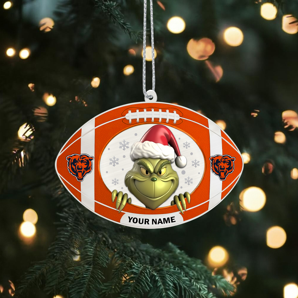 Sportswearmerch Chicago Bears NFL The Grinch x Christmas Acrylic Ornament Gift For Fan
