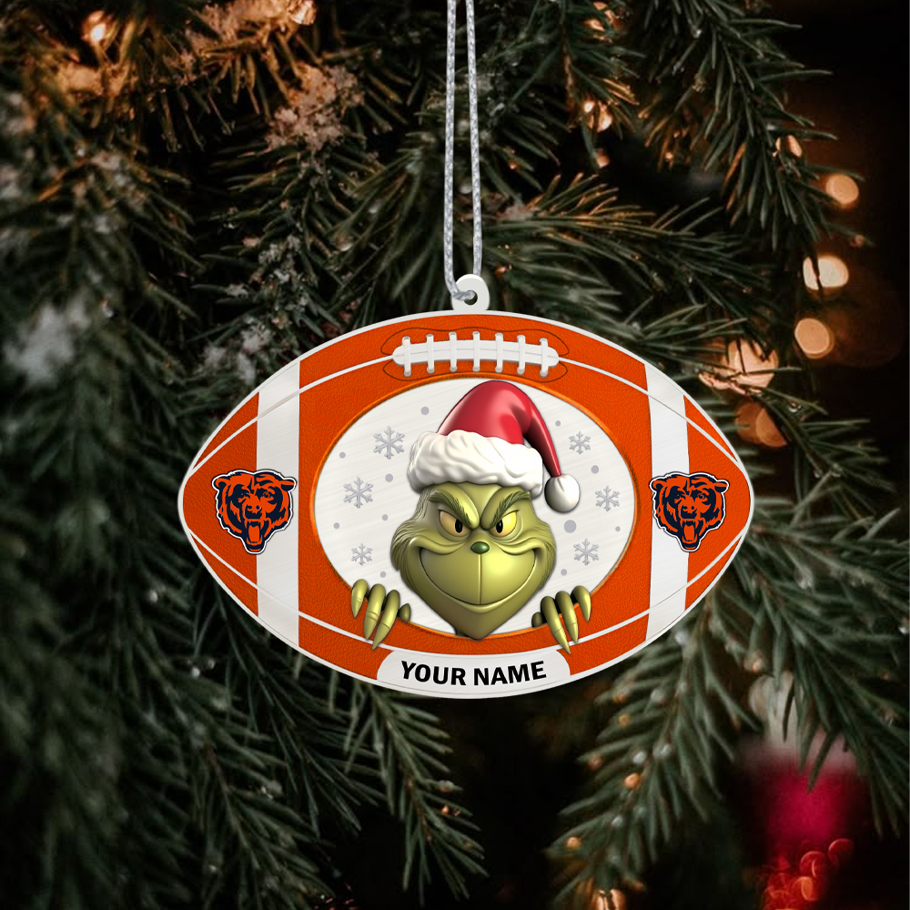 Sportswearmerch Chicago Bears NFL The Grinch x Christmas Acrylic Ornament Gift For Fan