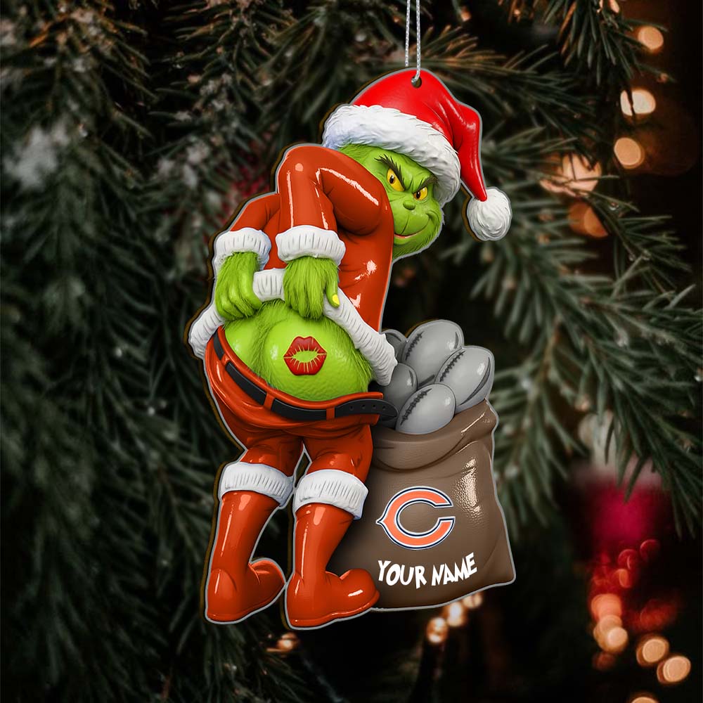 Sportswearmerch Chicago Bears NFL The Grinch x Christmas Acrylic Ornament Gift For Fan