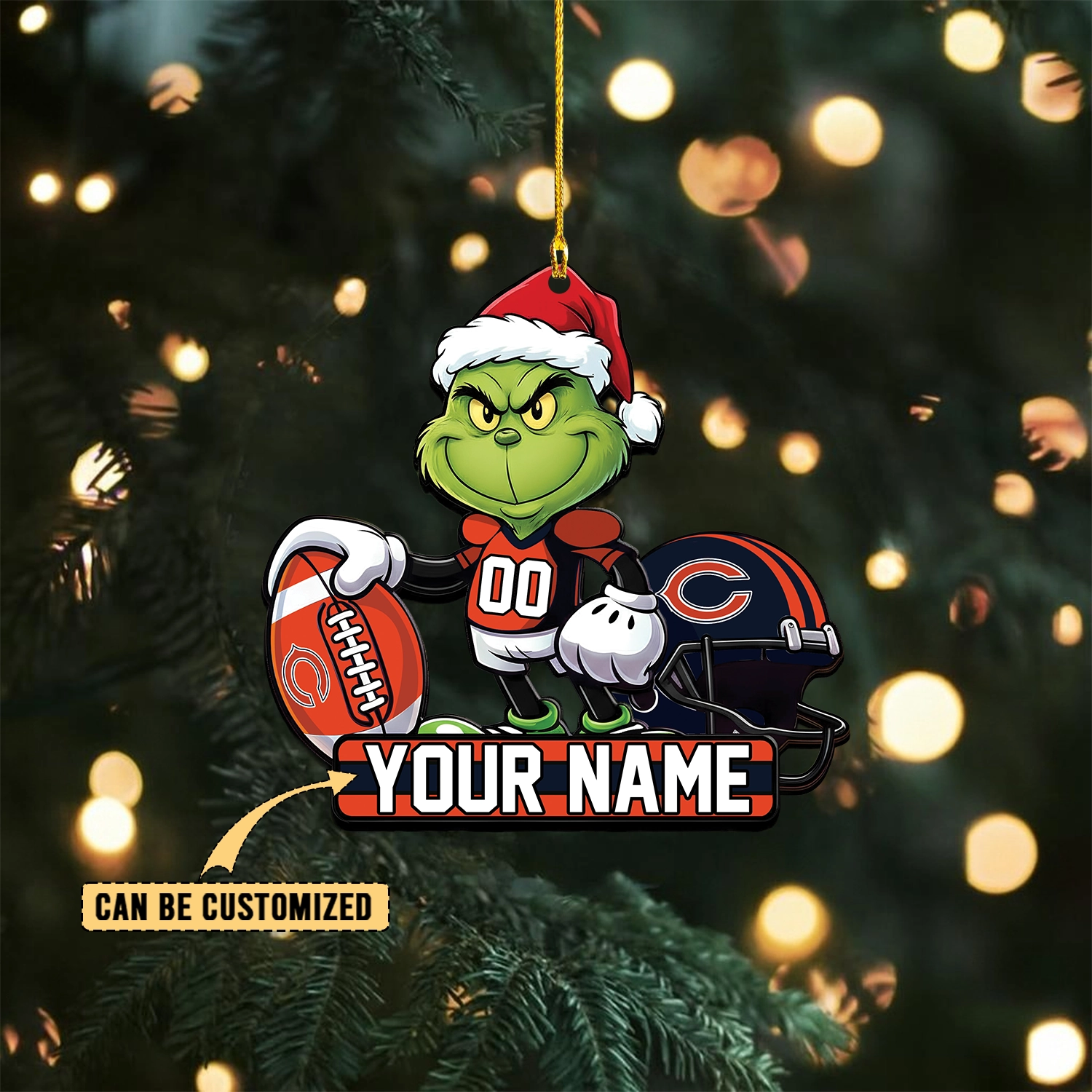 Sportswearmerch Chicago Bears NFL The Grinch x Christmas Acrylic Ornament Gift For Fan