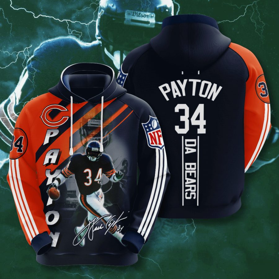 Sportswearmerch Chicago Bears NFL Walter Payton Stripes Personalized Hoodie For Fan