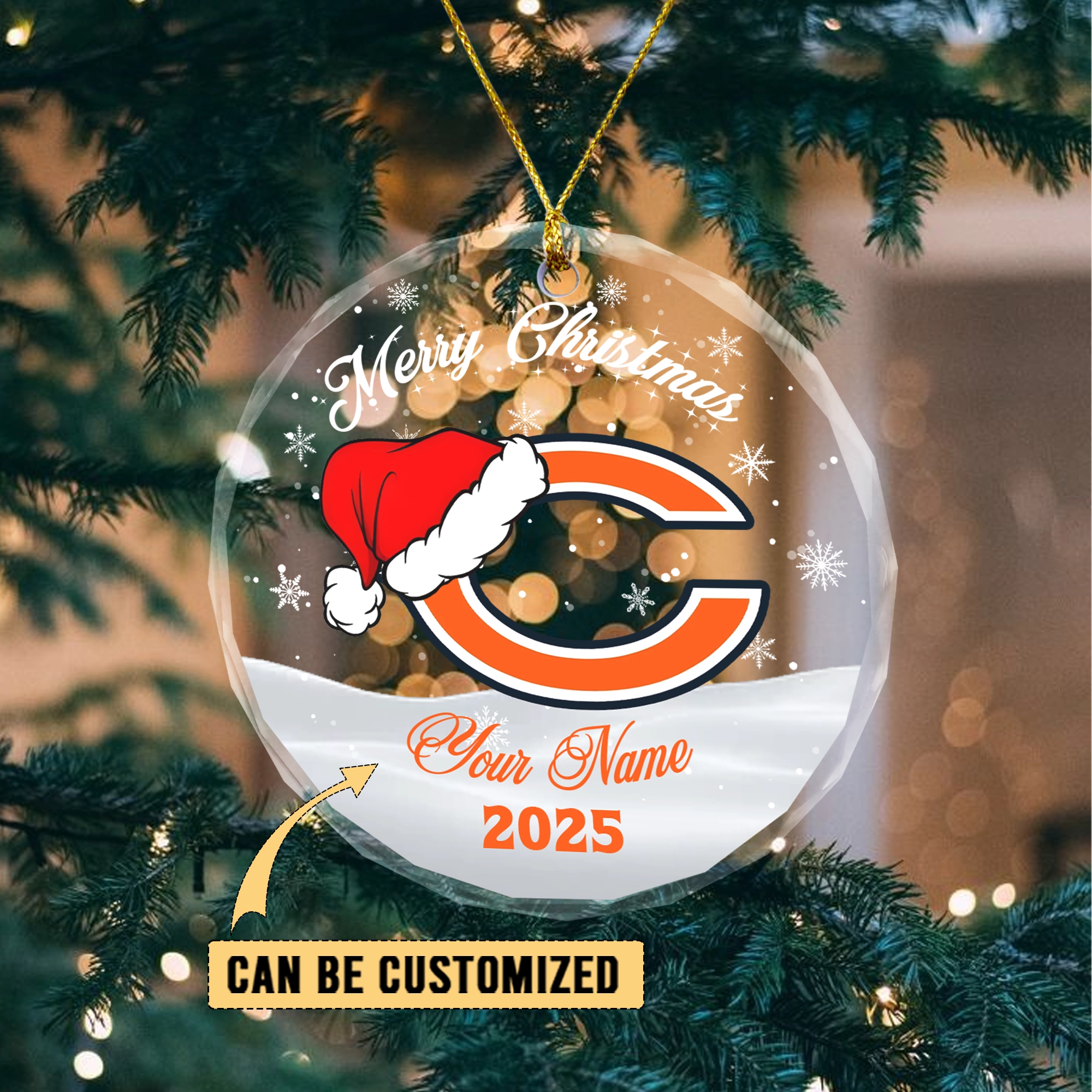 Sportswearmerch Chicago Bears NFL x Christmas Glass Ornament Gift For Fan