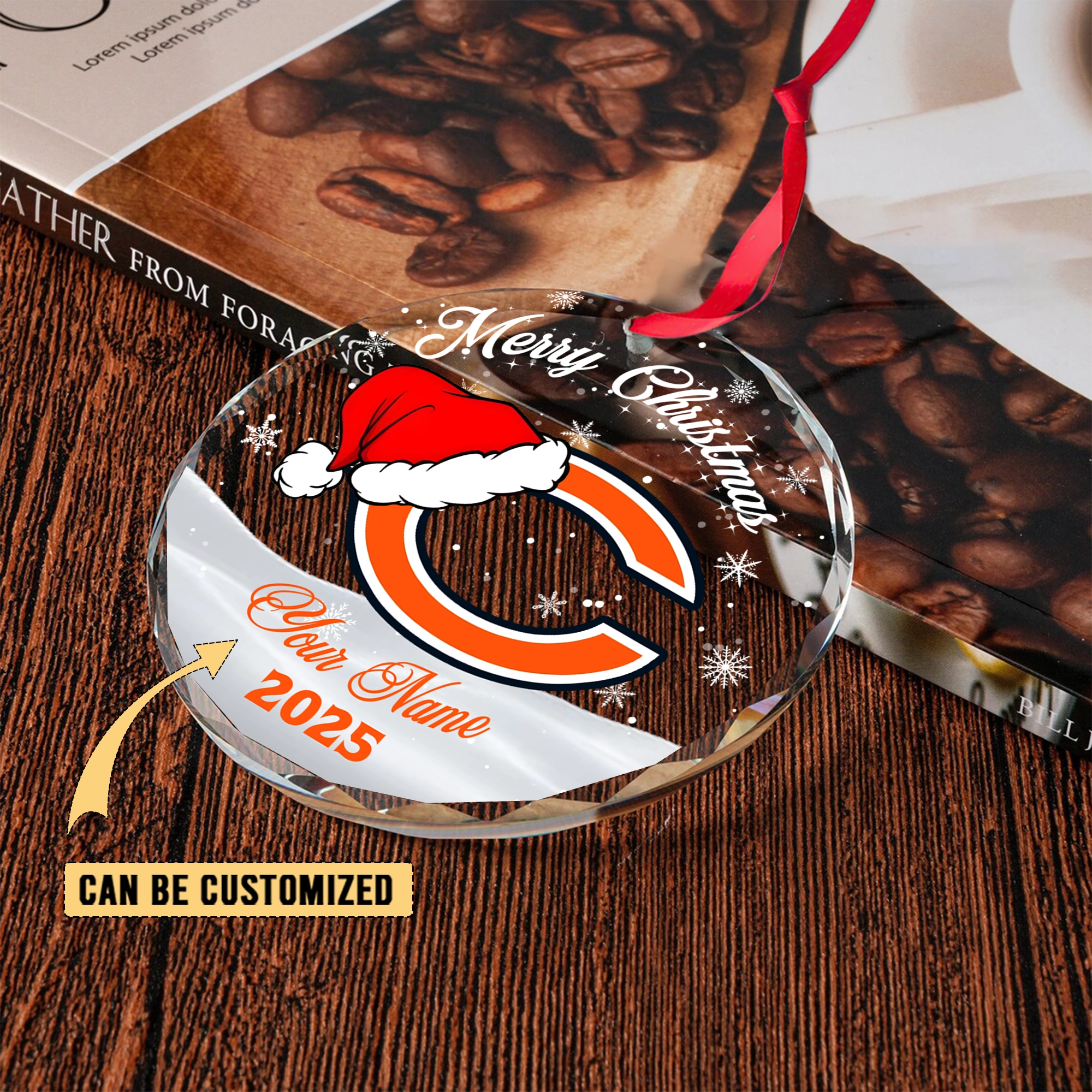 Sportswearmerch Chicago Bears NFL x Christmas Glass Ornament Gift For Fan