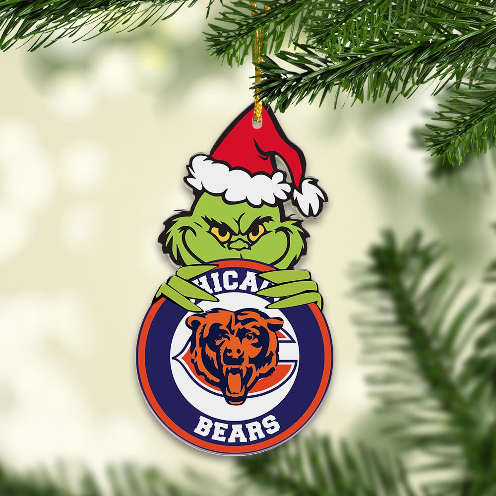 Sportswearmerch Chicago Bears NFL x Grinch Christmas Acrylic Ornament For Fans