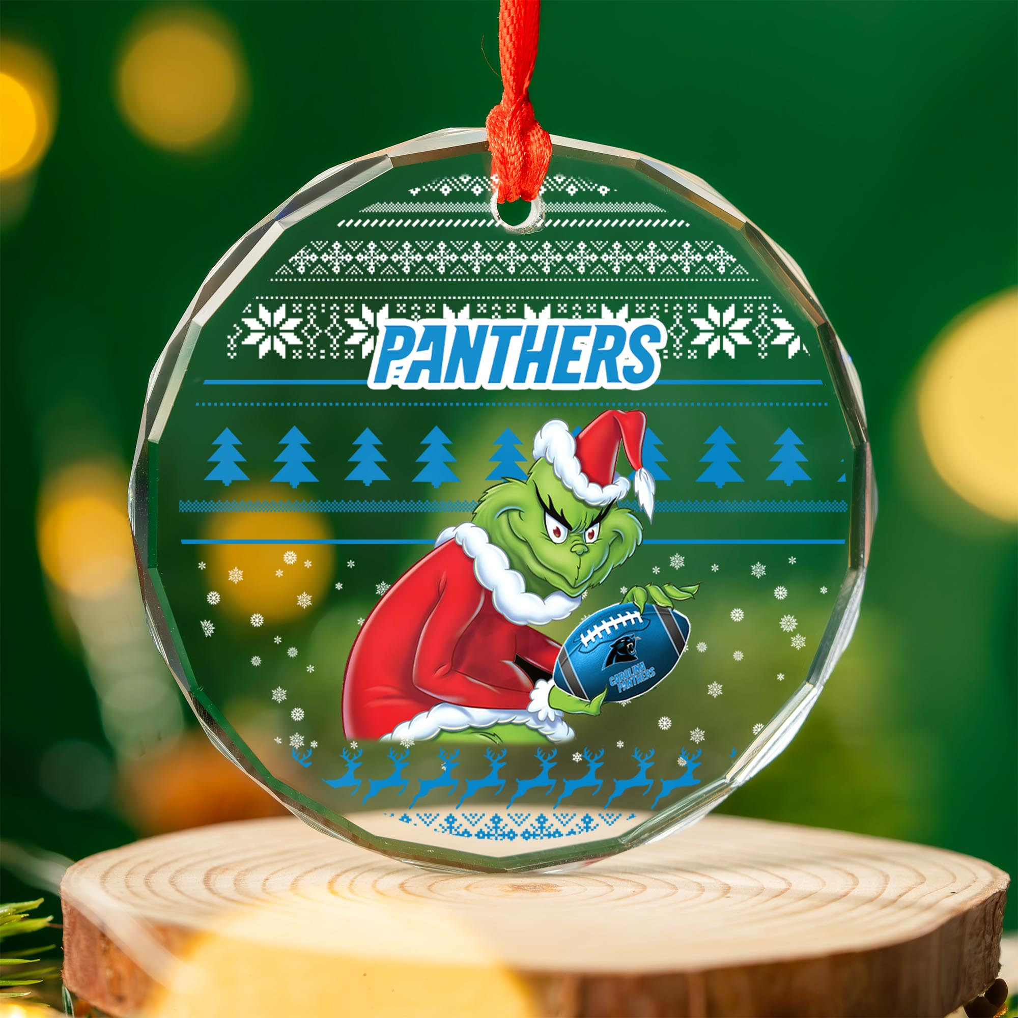 Sportswearmerch Chicago Bears NFL x Grinch Christmas Glass Ornament For Fans