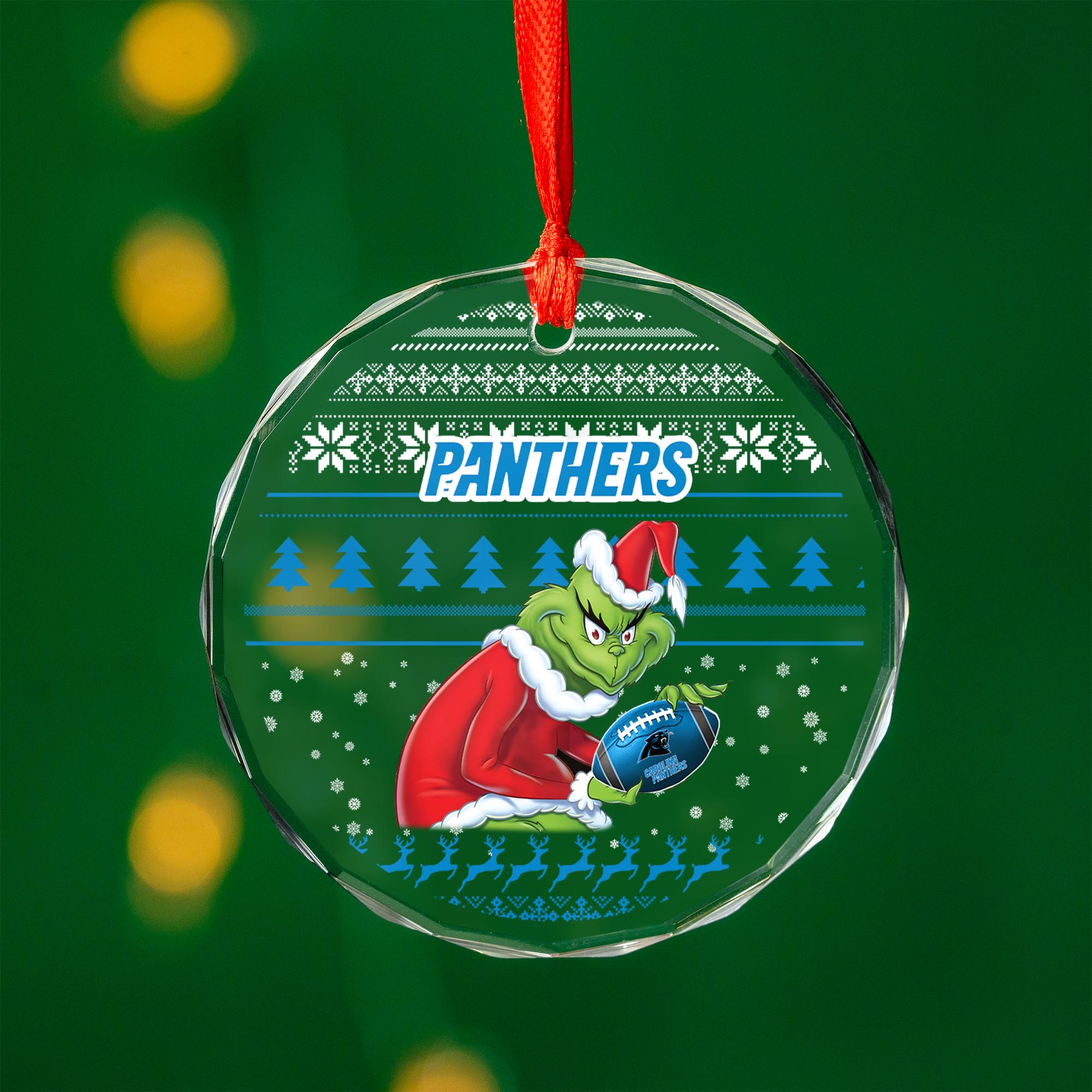 Sportswearmerch Chicago Bears NFL x Grinch Christmas Glass Ornament For Fans