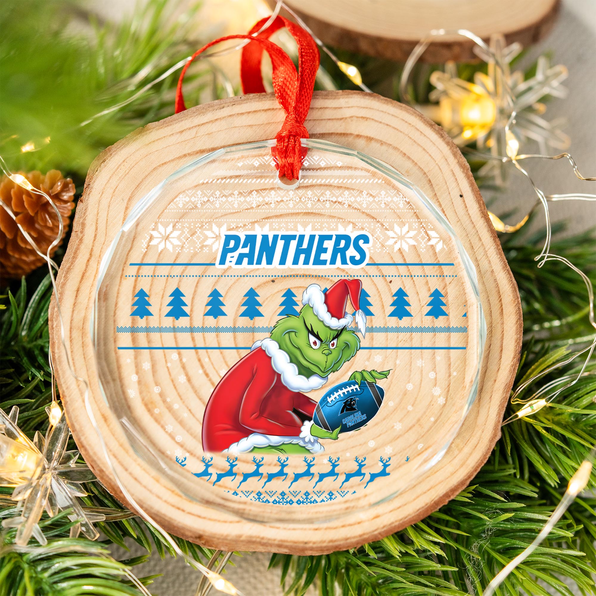 Sportswearmerch Chicago Bears NFL x Grinch Christmas Glass Ornament For Fans