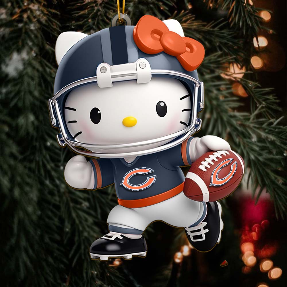 Sportswearmerch Chicago Bears NFL x Hello Kitty Personalized Acrylic Ornament Gift For Fans