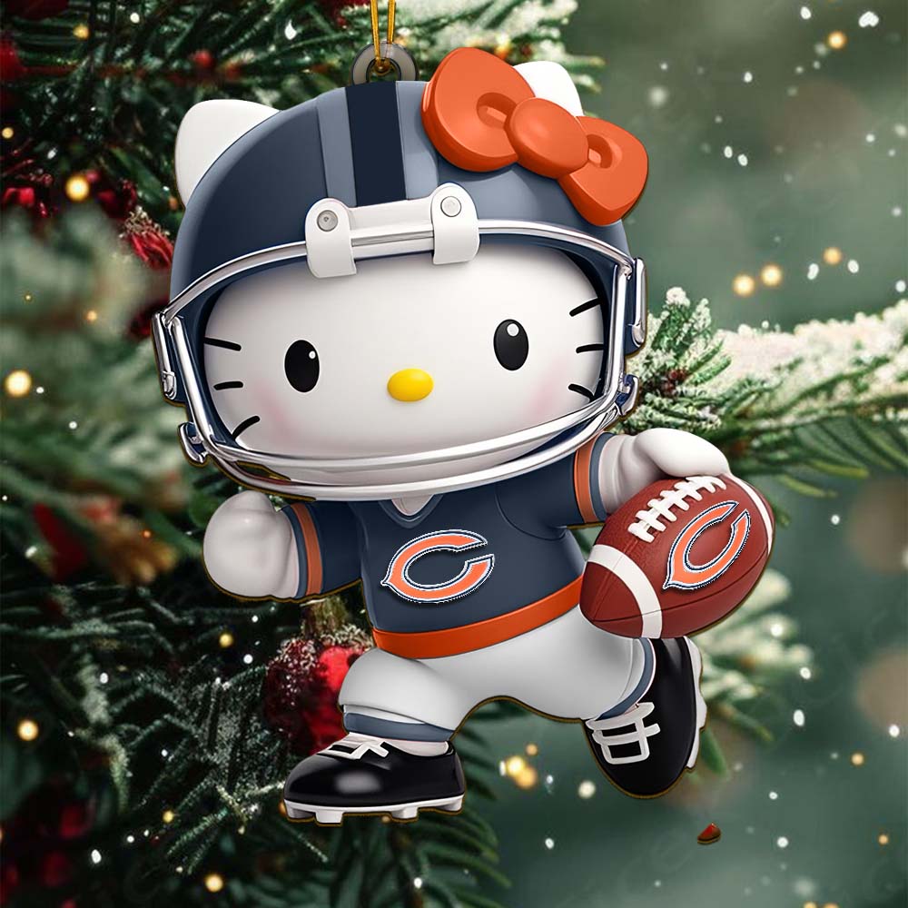 Sportswearmerch Chicago Bears NFL x Hello Kitty Personalized Acrylic Ornament Gift For Fans