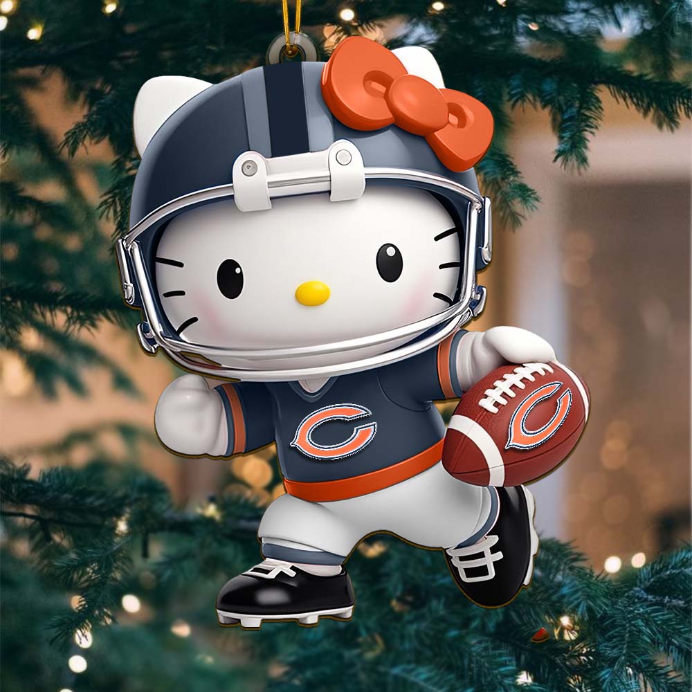 Sportswearmerch Chicago Bears NFL x Hello Kitty Personalized Acrylic Ornament Gift For Fans