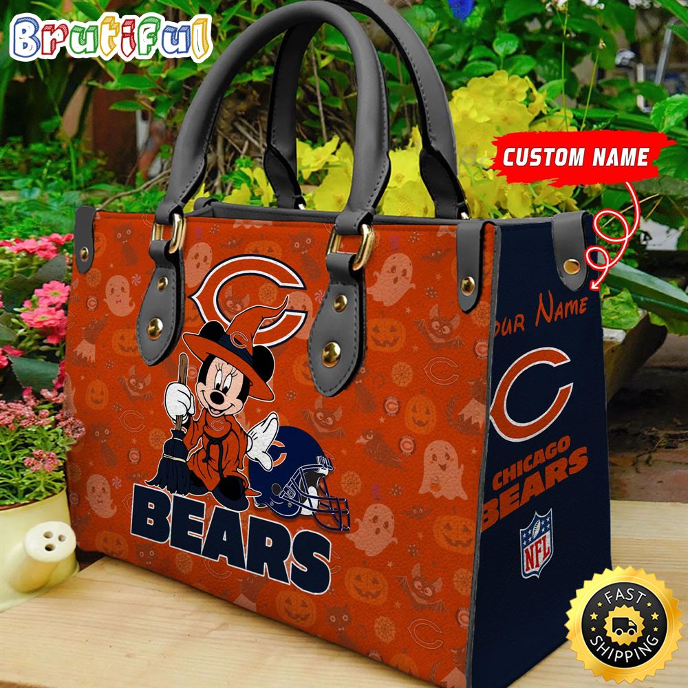 Sportswearmerch Chicago Bears NFL x Minnie Halloween Leather Handbag For Fan