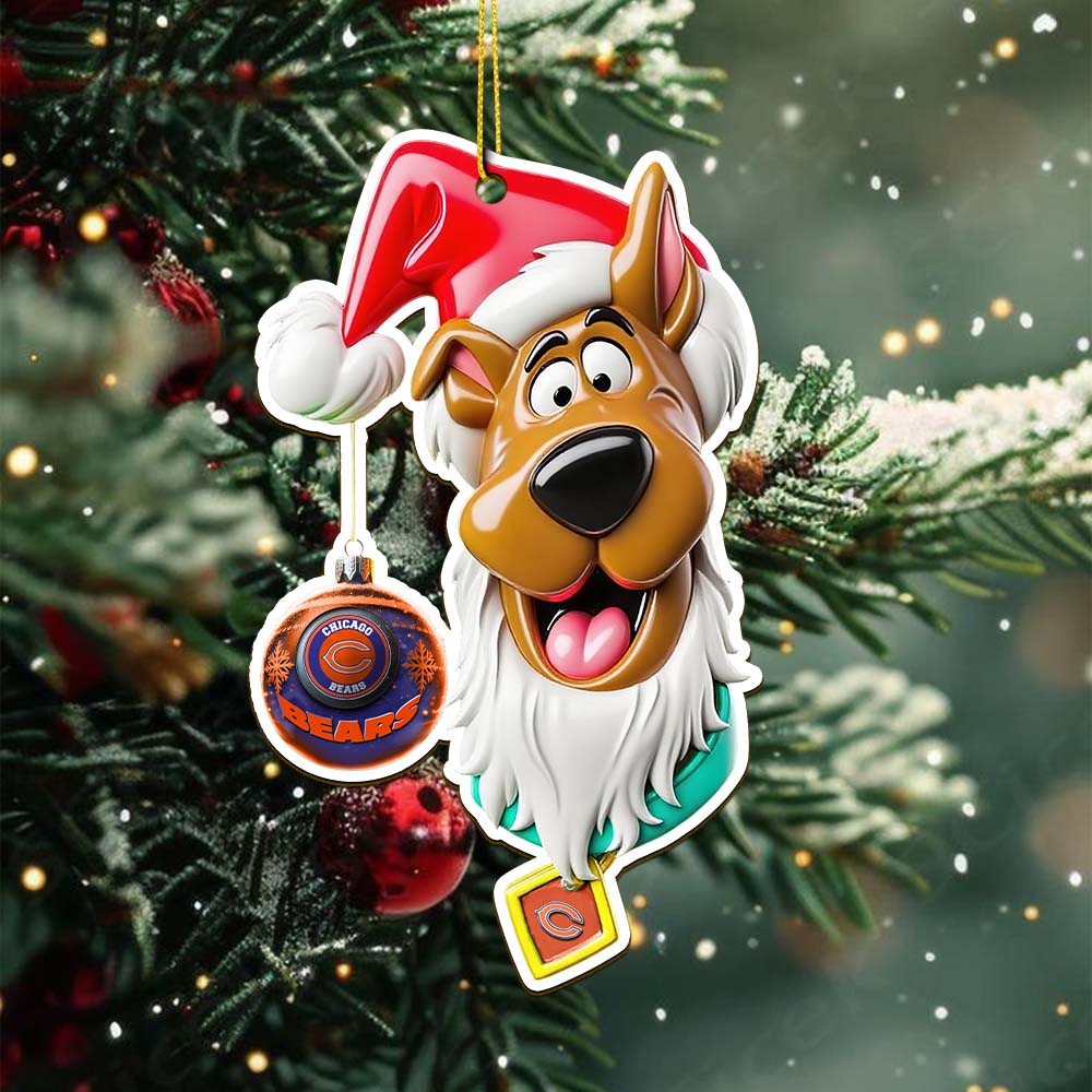 Sportswearmerch Chicago Bears NFL x Scooby doo x Christmas Acrylic Ornament Gift For Fan