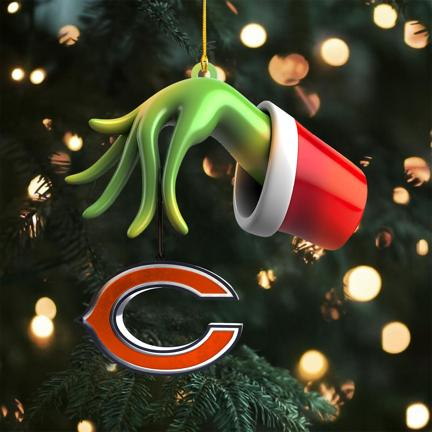 Sportswearmerch Chicago Bears NFL x The Grinch Christmas Acrylic Mix Wooden Ornament Gift For Fans