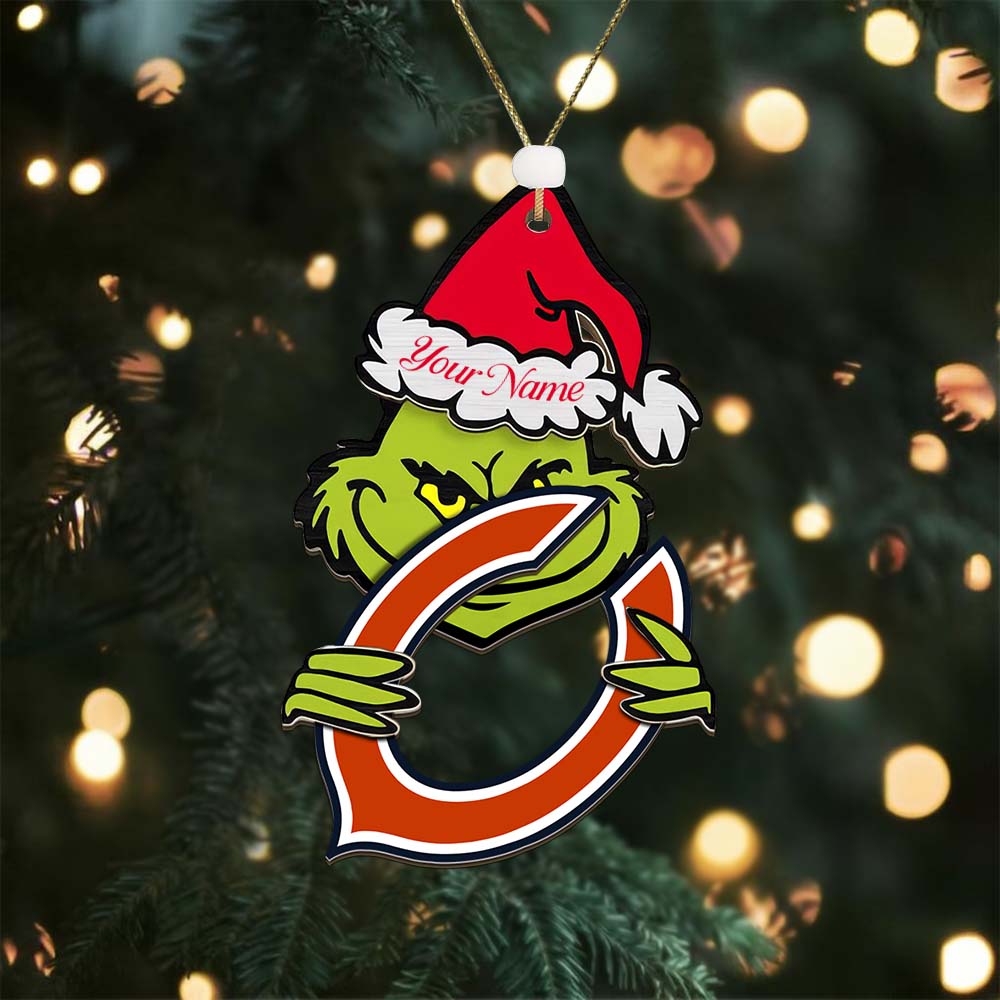 Sportswearmerch Chicago Bears NFL x The Grinch Christmas Acrylic Ornament Gift For Fans