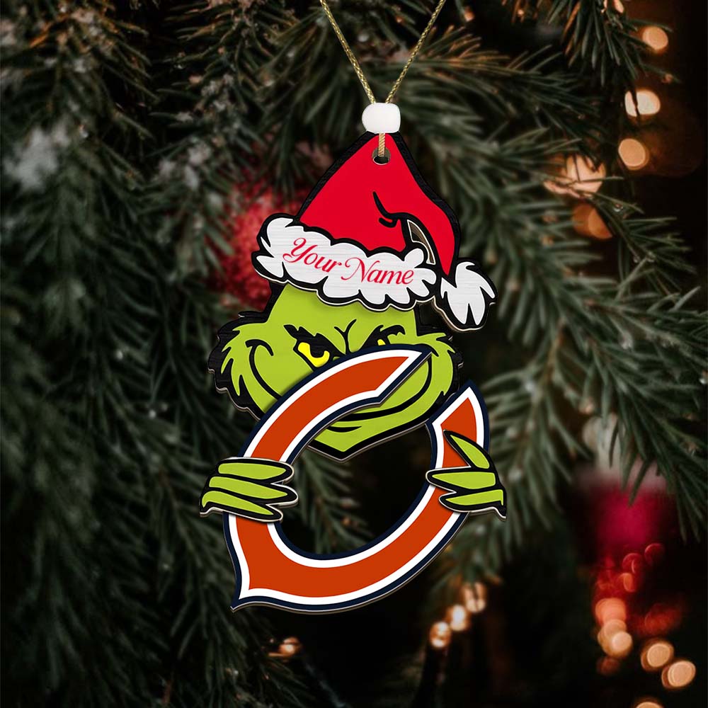 Sportswearmerch Chicago Bears NFL x The Grinch Christmas Acrylic Ornament Gift For Fans