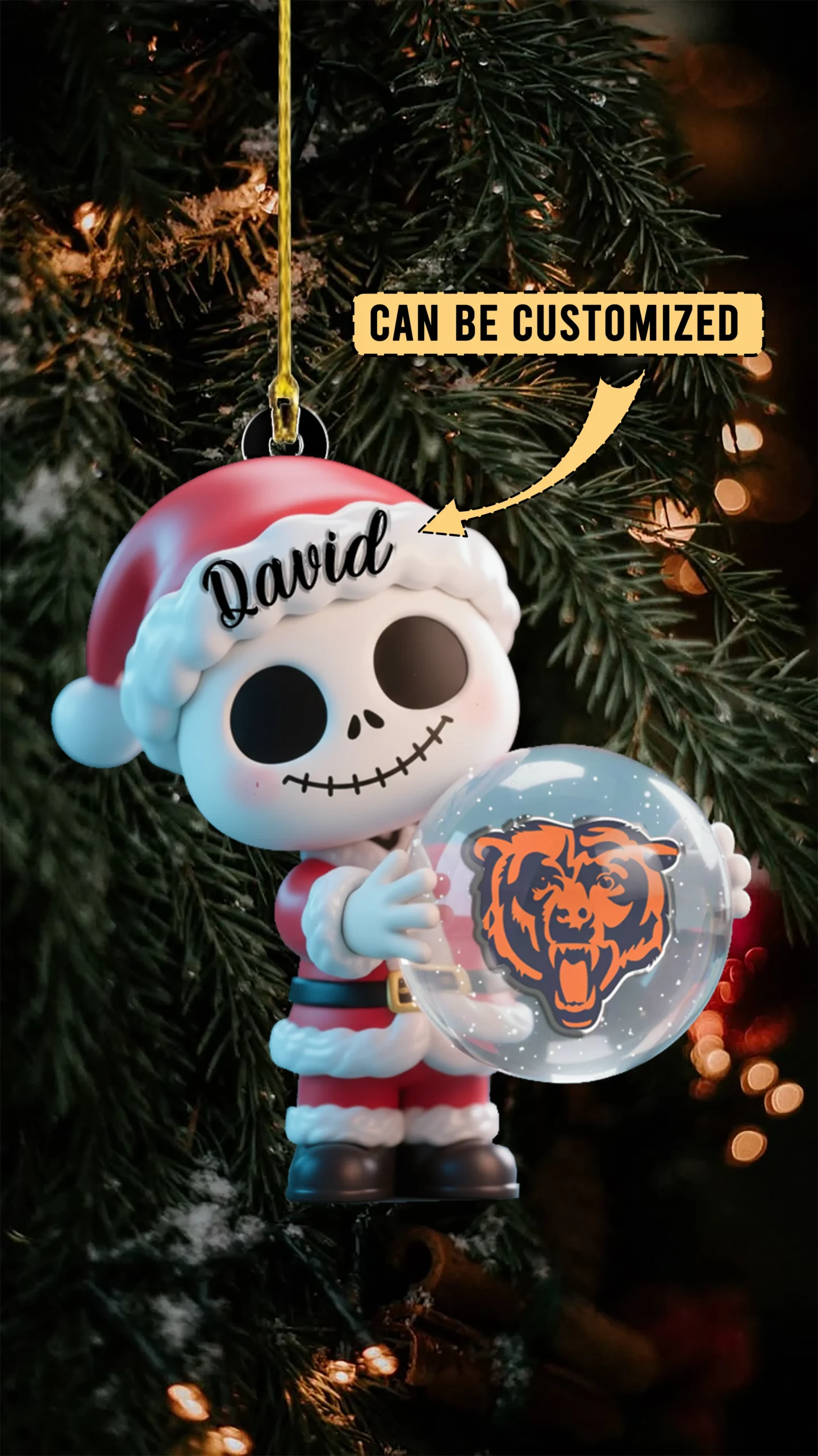 Sportswearmerch Chicago Bears NFL x The Nightmare Before Christmas Acrylic Ornament Gift For Fans