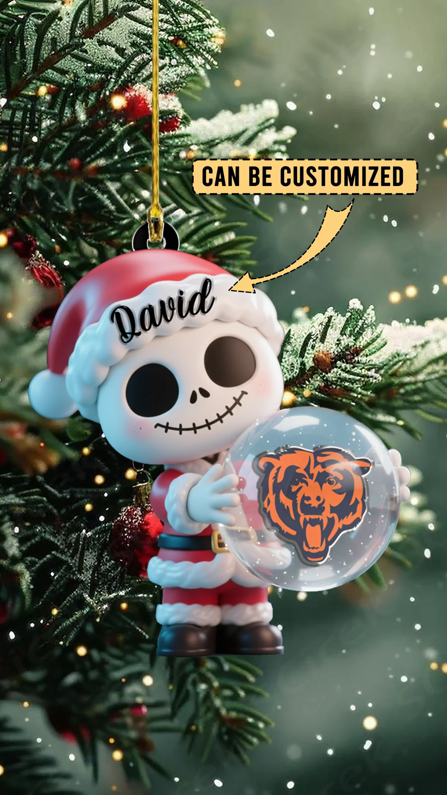 Sportswearmerch Chicago Bears NFL x The Nightmare Before Christmas Acrylic Ornament Gift For Fans