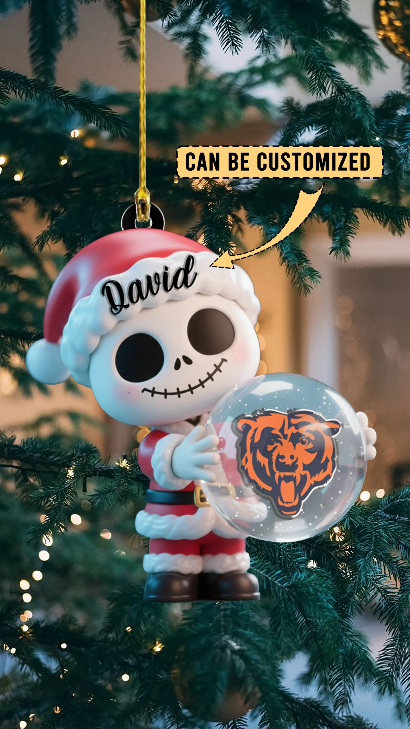 Sportswearmerch Chicago Bears NFL x The Nightmare Before Christmas Acrylic Ornament Gift For Fans