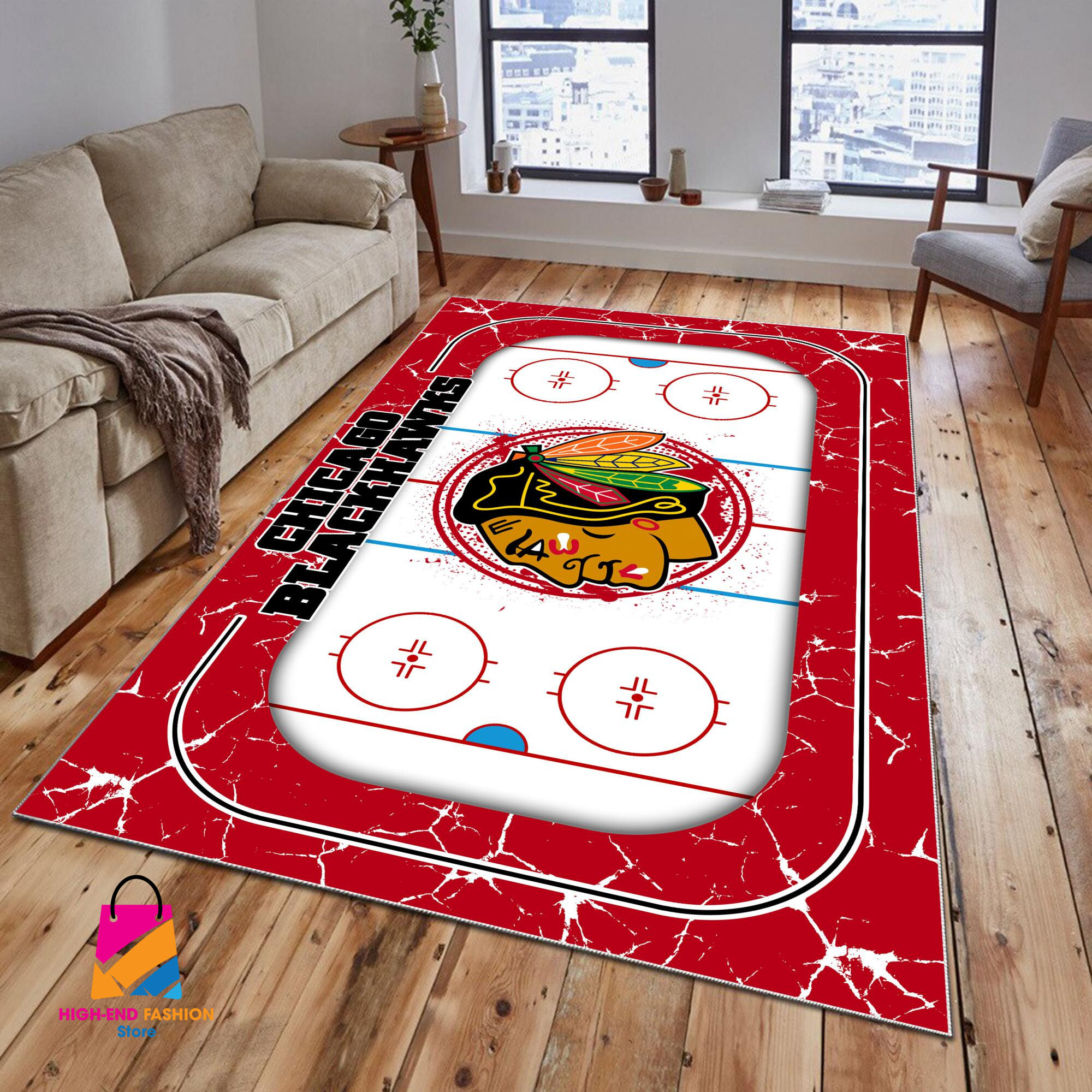 Sportswearmerch Chicago Blackhawks NHL Area Rug For Fan