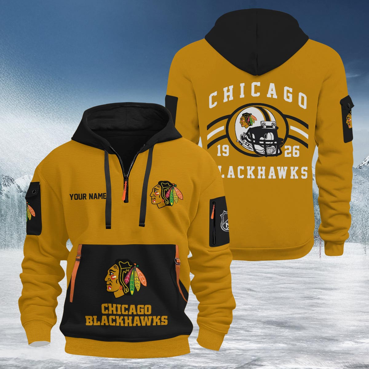 Sportswearmerch Chicago Blackhawks NHL Half Zip Hoodie Personalized For Fan