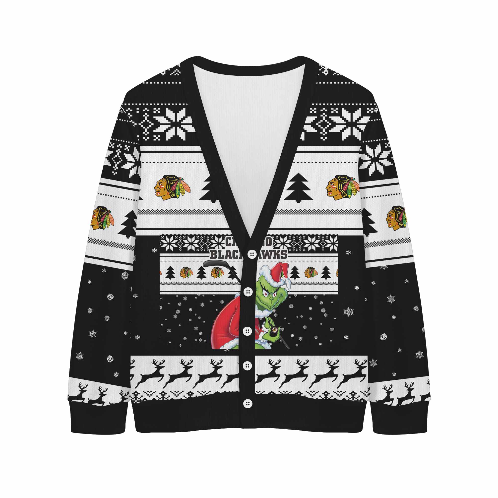 Sportswearmerch Chicago Blackhawks NHL x Grinch Christmas Cardigan For Fan