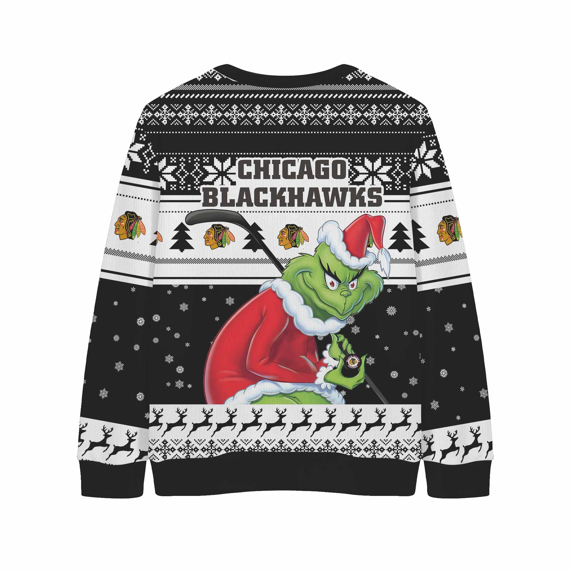Sportswearmerch Chicago Blackhawks NHL x Grinch Christmas Cardigan For Fan