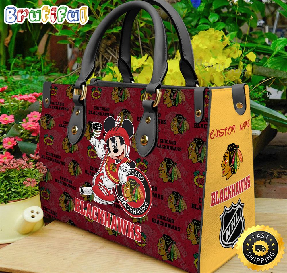 Sportswearmerch Chicago Blackhawks NHL x Mickey Leather Handbag For Fan
