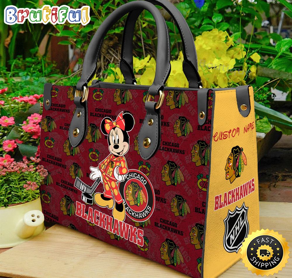 Sportswearmerch Chicago Blackhawks NHL x Minnie Leather Handbag For Fan