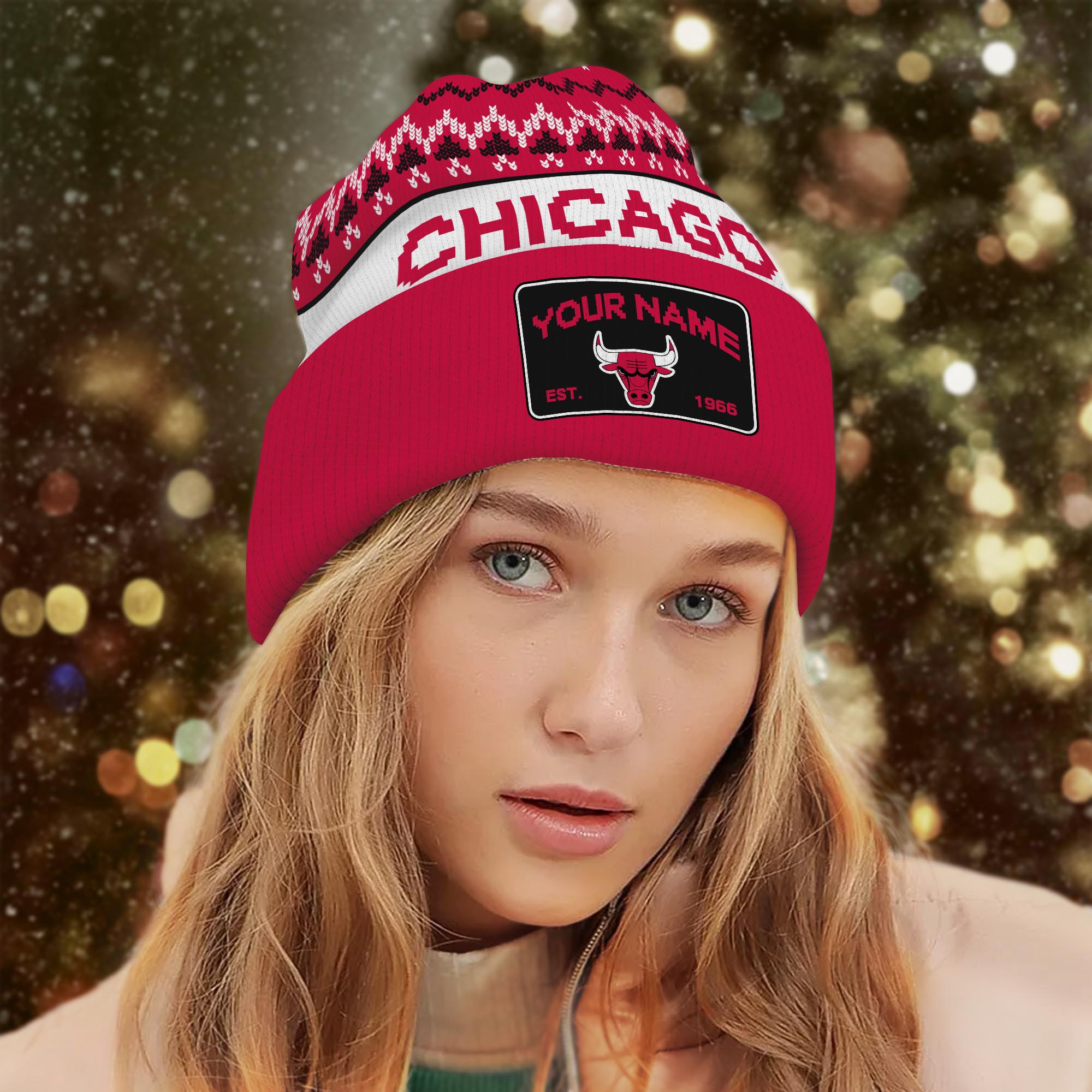 Sportswearmerch Chicago Bulls NBA Christmas Beanie Hat For Fan