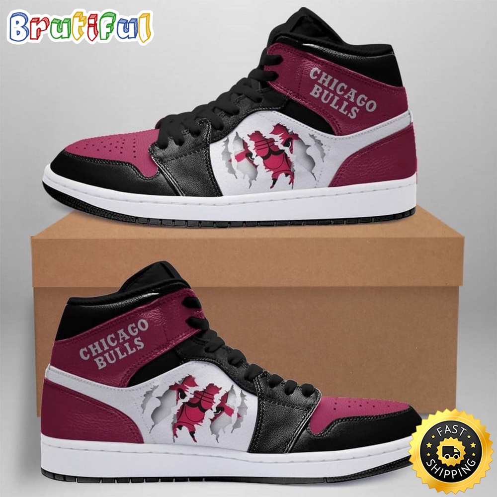 Sportswearmerch Chicago Bulls NBA Scratch AJ1 High Sneakers Shoes For Men And Women