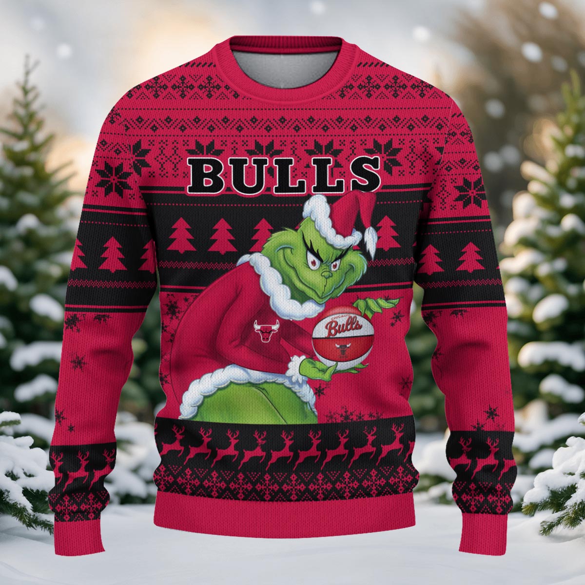 Sportswearmerch Chicago Bulls NBA x Grinch Christmas Ugly Sweater For Fans
