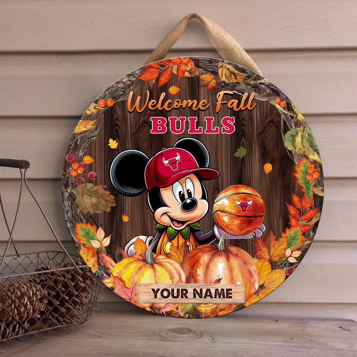 Sportswearmerch Chicago Bulls NFL x Mickey Round Wooden Sign For Fan