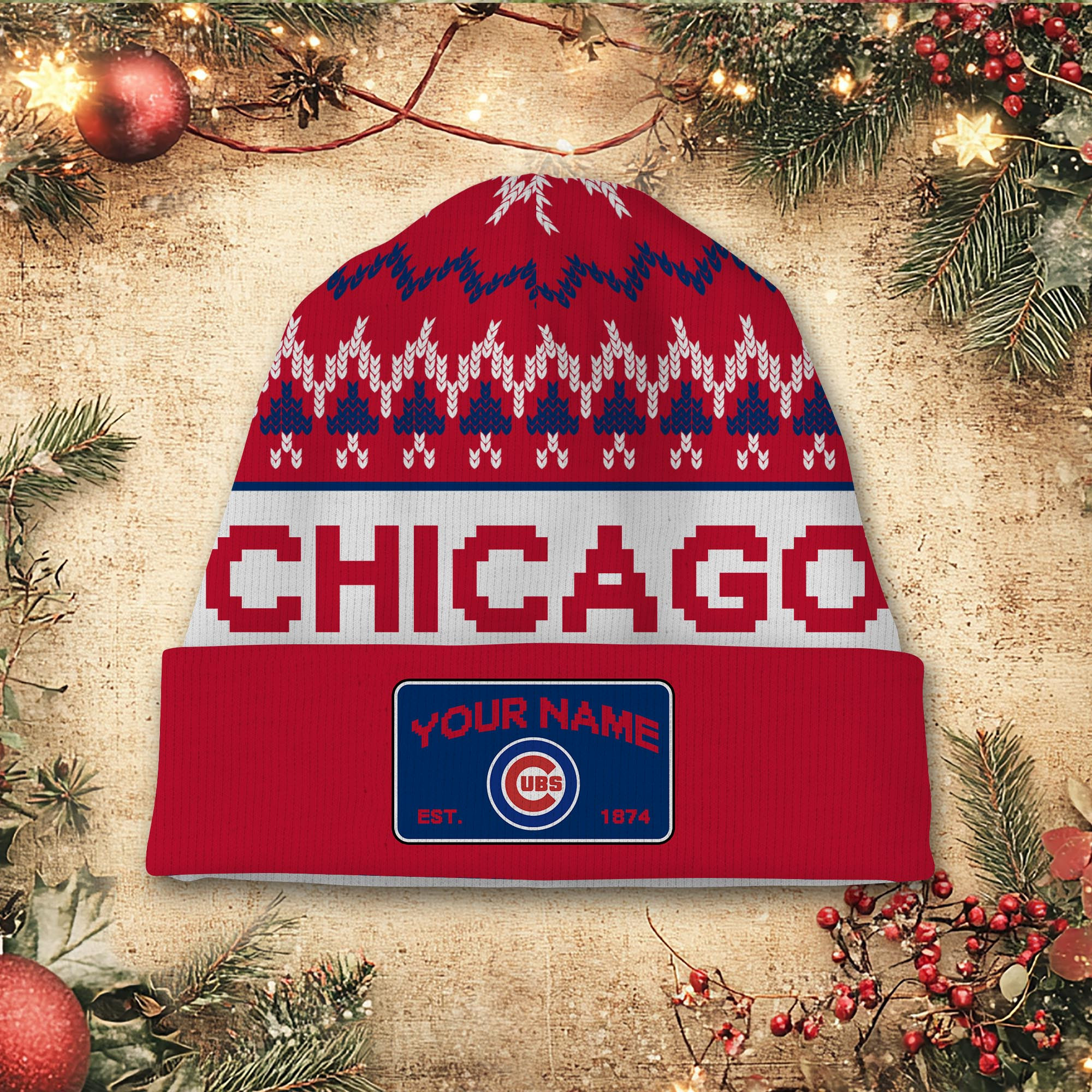 Sportswearmerch Chicago Cubs MLB Christmas Beanie Hat For Fan