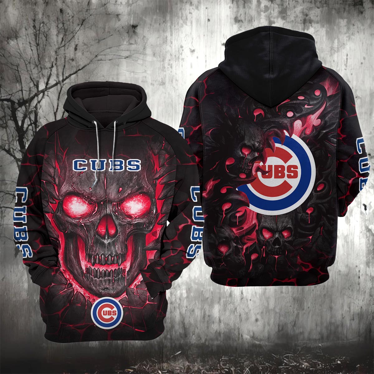 Sportswearmerch Chicago Cubs MLB Lava Skull Hoodie For Fan