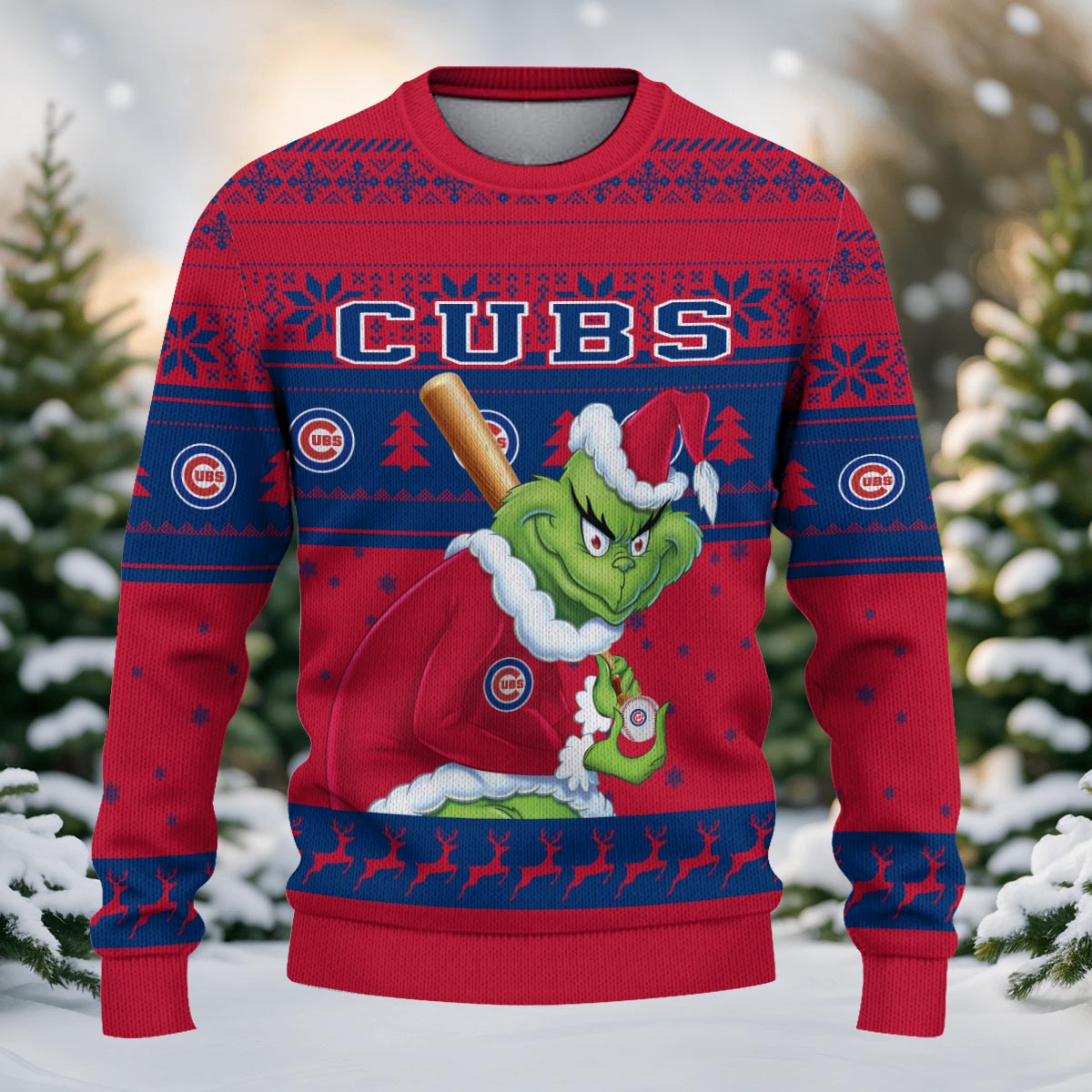 Sportswearmerch Chicago Cubs MLB x Grinch Christmas Ugly Sweater For Fans