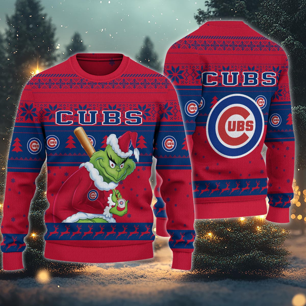 Sportswearmerch Chicago Cubs MLB x Grinch Christmas Ugly Sweater For Fans