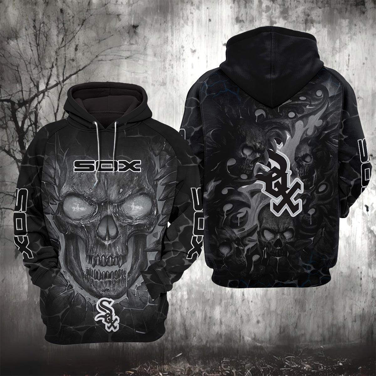 Sportswearmerch Chicago White Sox MLB Lava Skull Hoodie For Fan