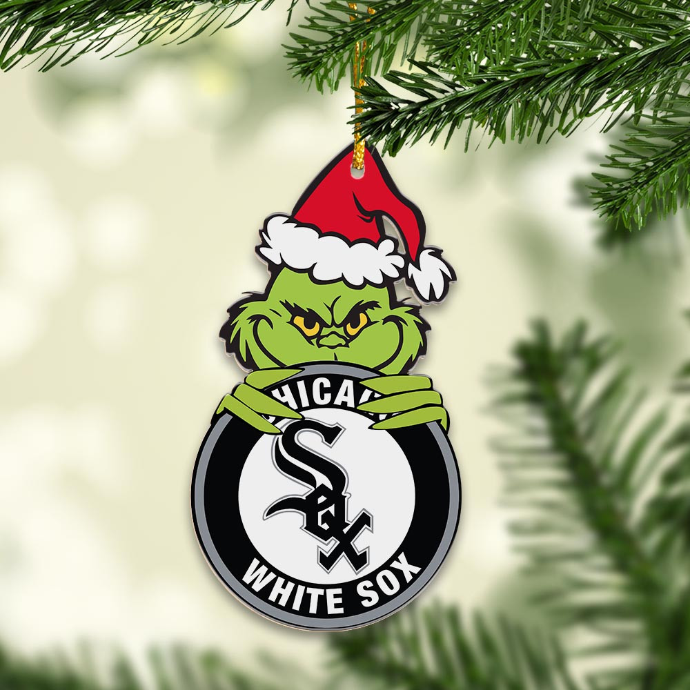 Sportswearmerch Chicago White Sox MLB x Grinch Christmas Acrylic Ornament For Fans