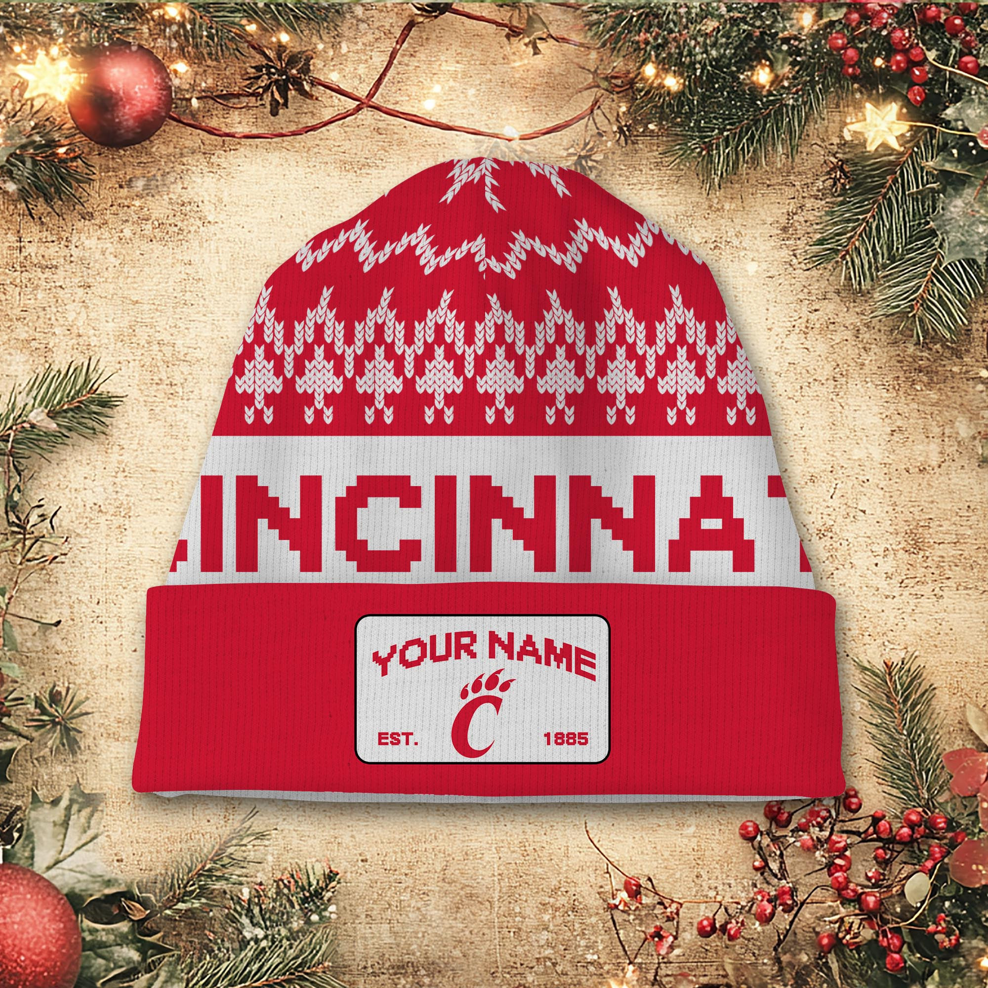 Sportswearmerch Cincinnati Bearcats NCAA Christmas Beanie Hat For Fan