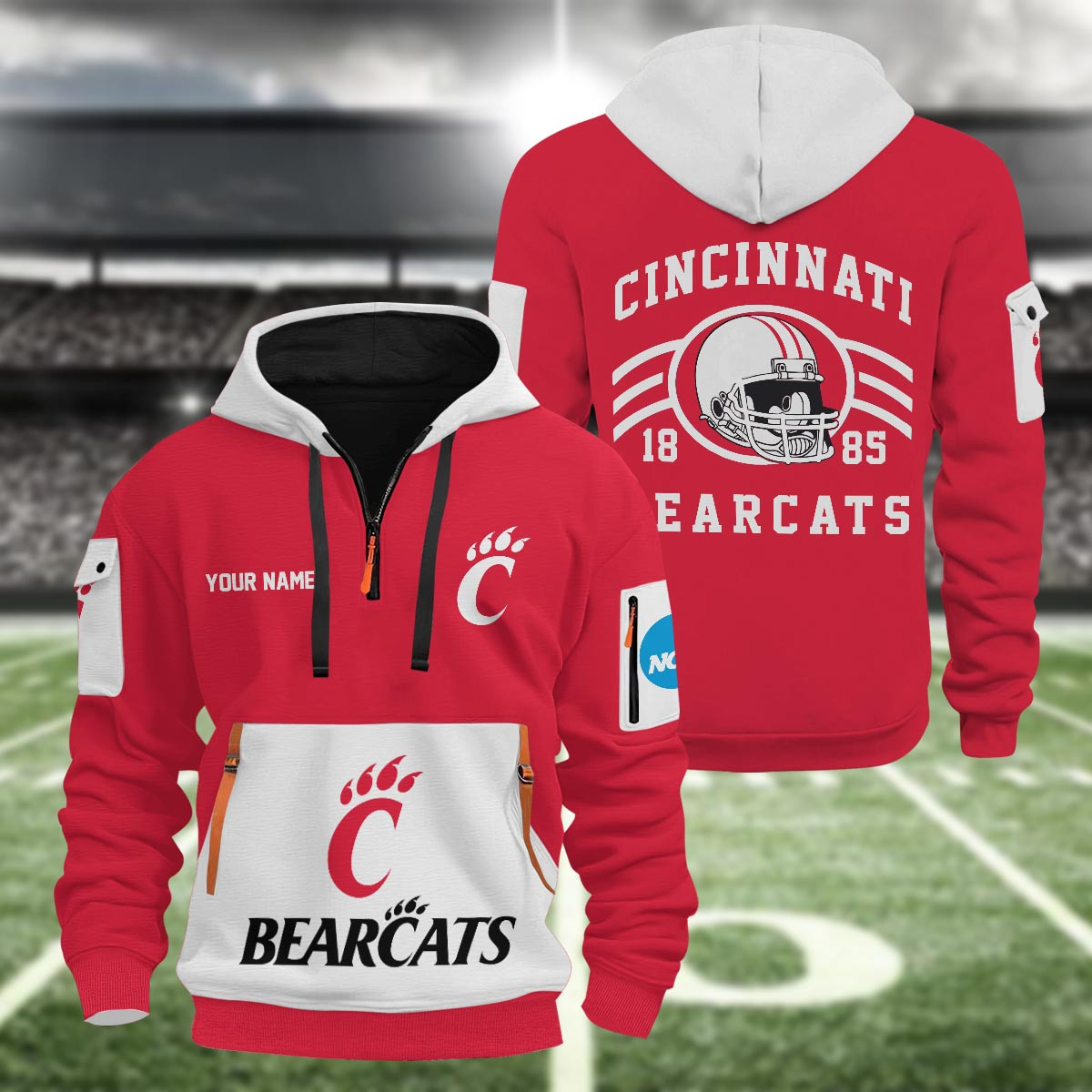 Sportswearmerch Cincinnati Bearcats NCAA Half Zip Hoodie Personalized For Fan