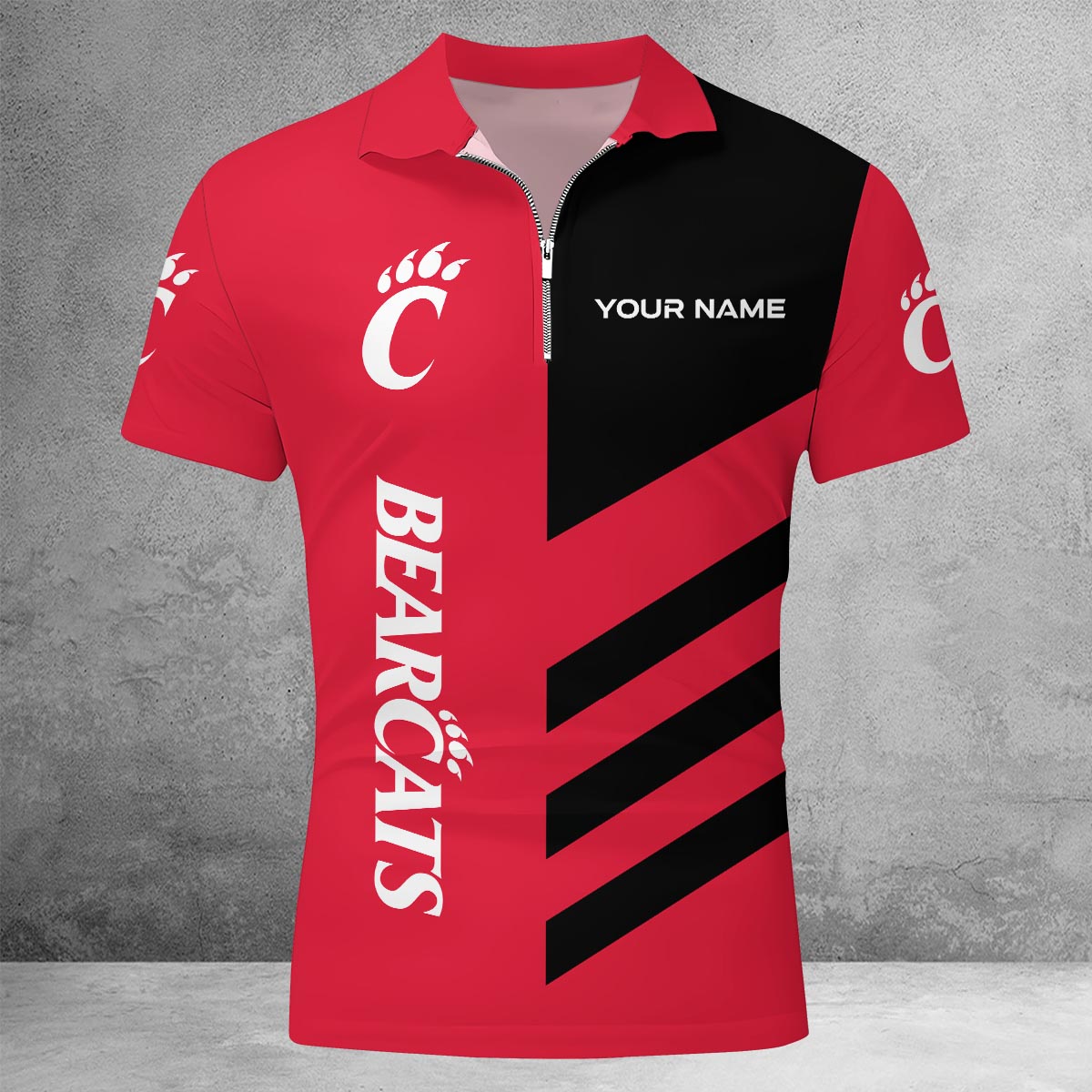 Sportswearmerch Cincinnati Bearcats NCAA Lapel Zip Polo Shirt For Fan