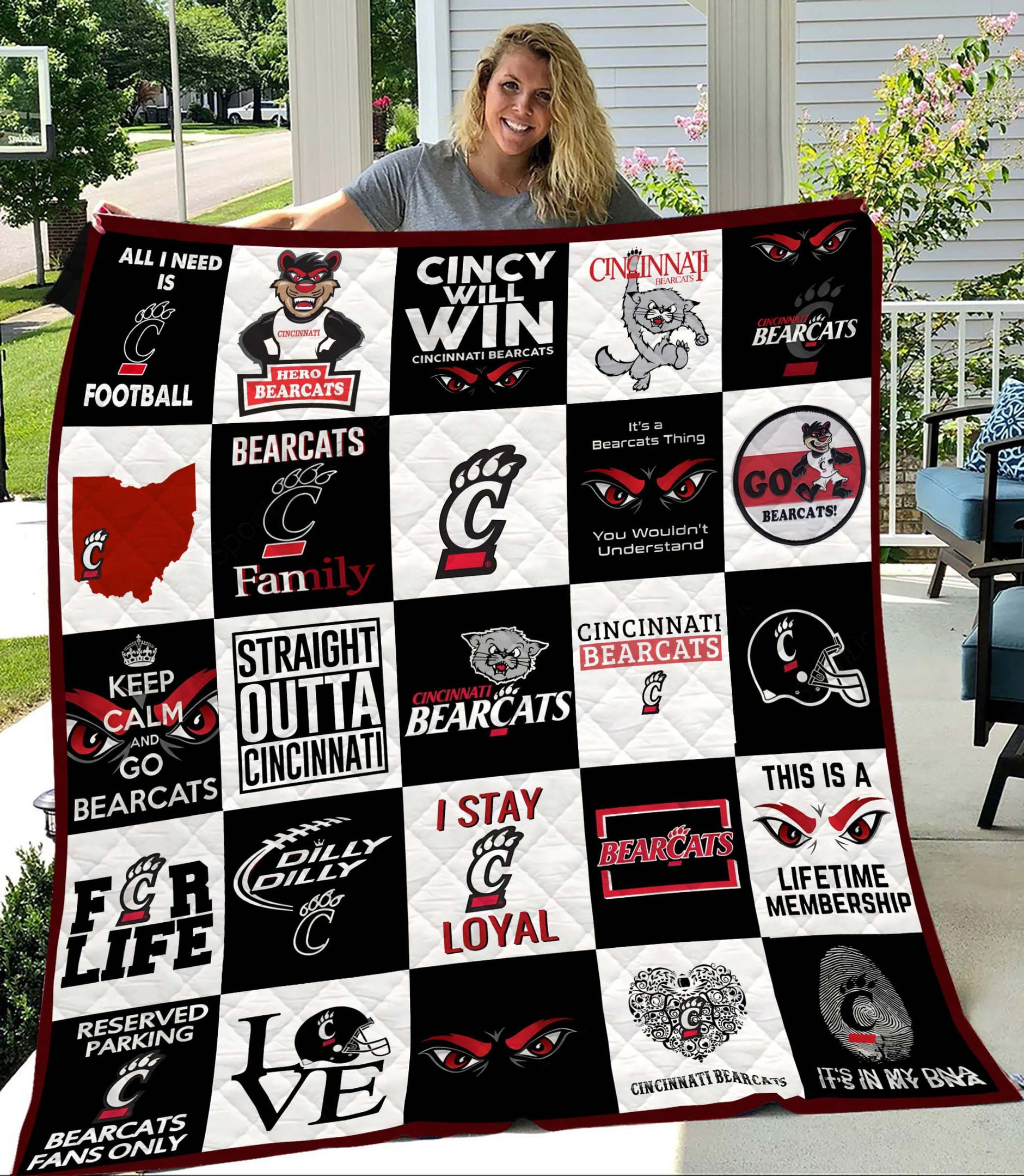 Sportswearmerch Cincinnati Bearcats NCAA Quilt Blanket For Fan