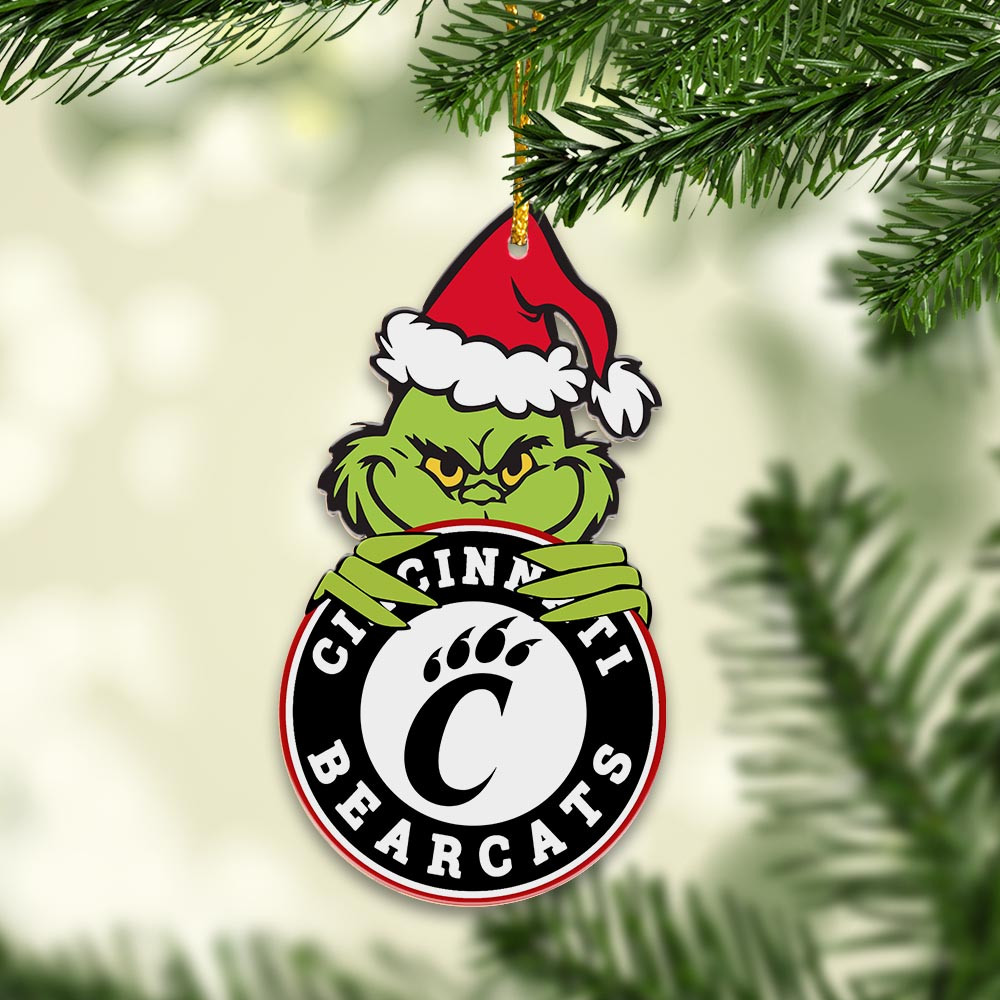 Sportswearmerch Cincinnati Bearcats NCAA x Grinch Christmas Acrylic Ornament For Fans