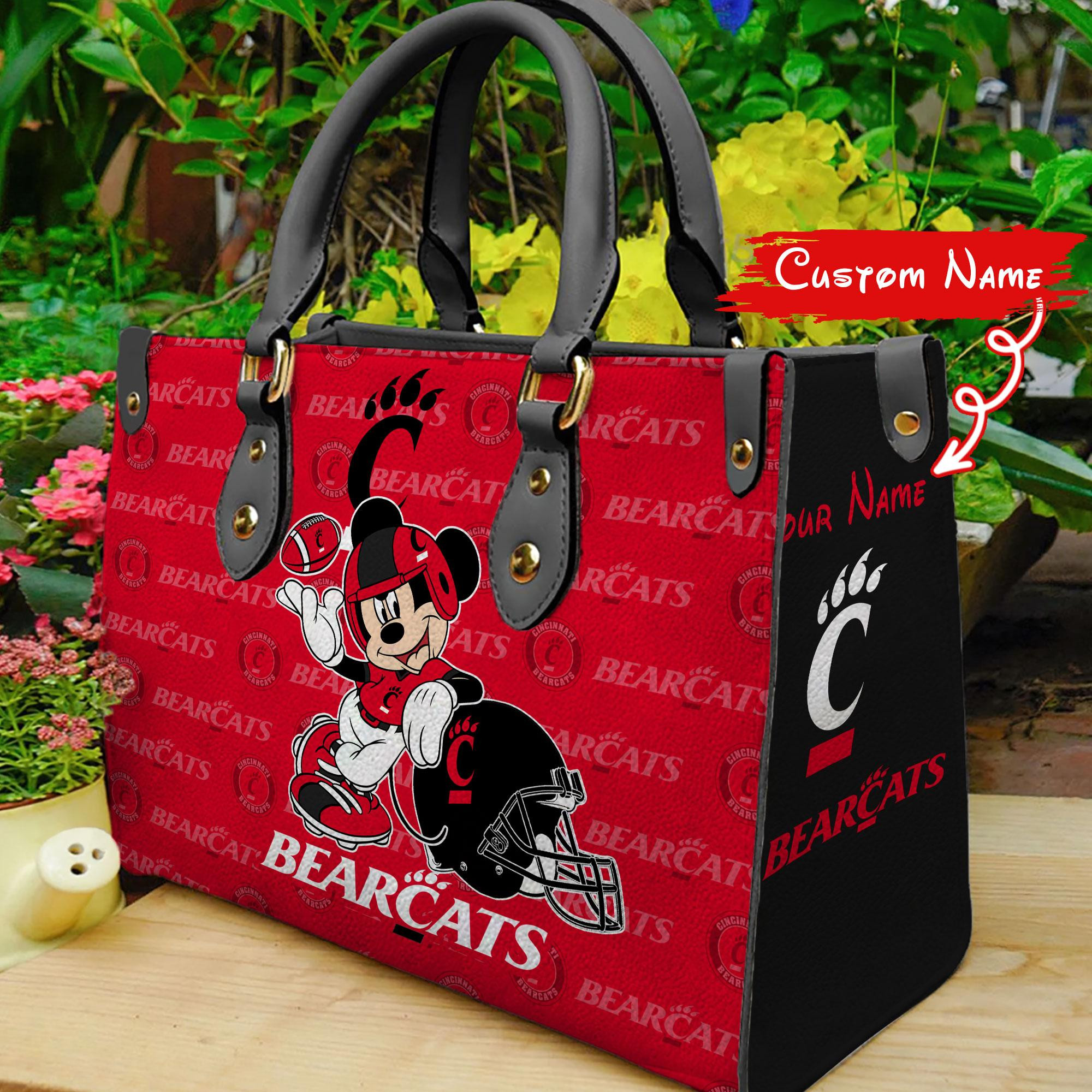 Sportswearmerch Cincinnati Bearcats NCAA x Mickey Women Leather Handbag For Fan