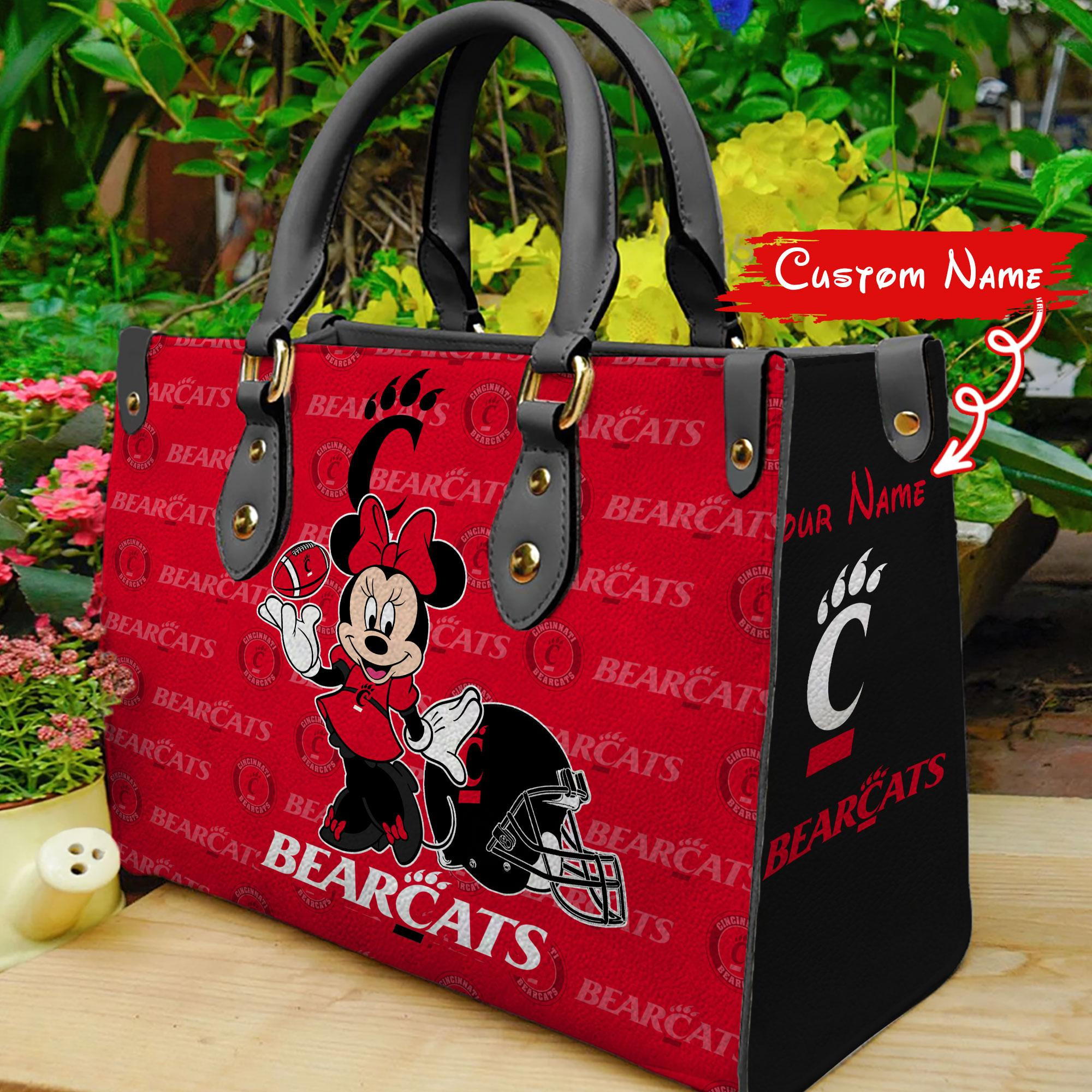 Sportswearmerch Cincinnati Bearcats NCAA x Minnie Women Leather Handbag For Fan